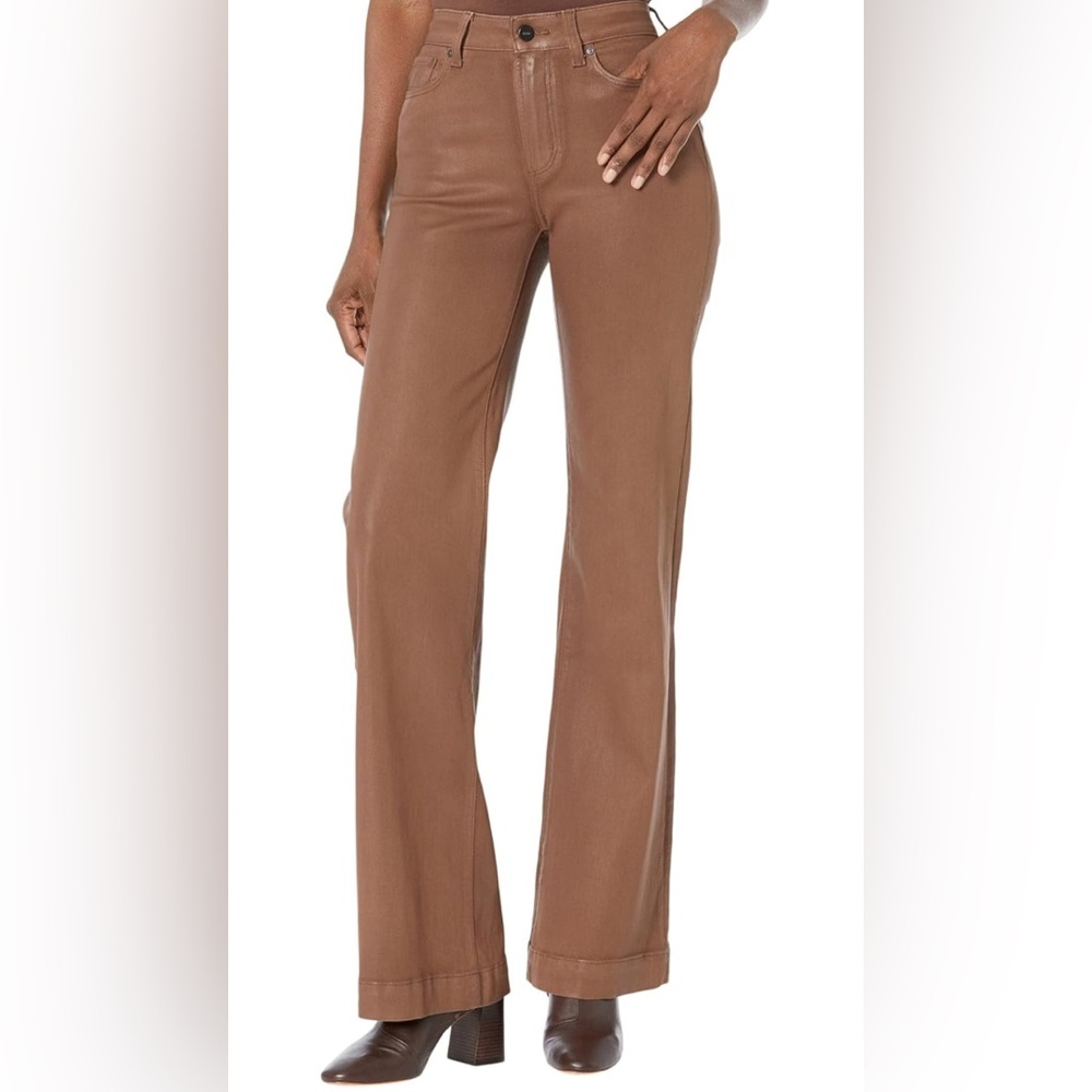 Paige Jeans Woman Leenah High Rise Wide Leg Denim Brown Pant Stretch Size 25